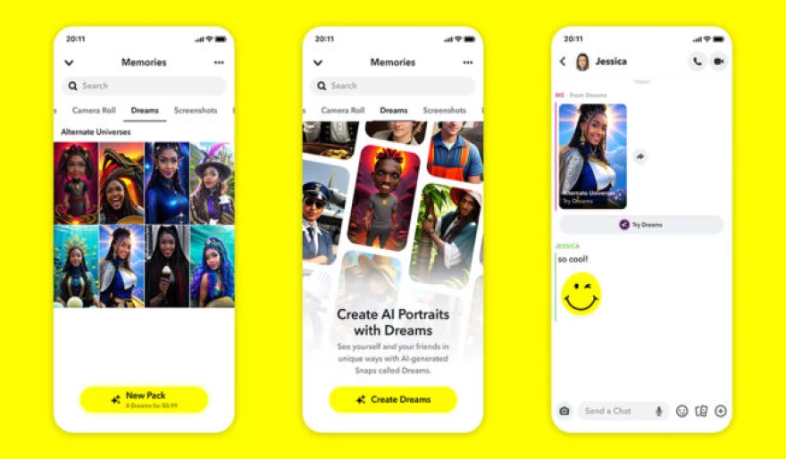 Snapchat Launches AI Selfie Feature "Dreams"