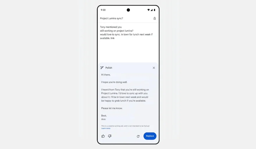 Gemini in Gmail can now assist in refining your drafts