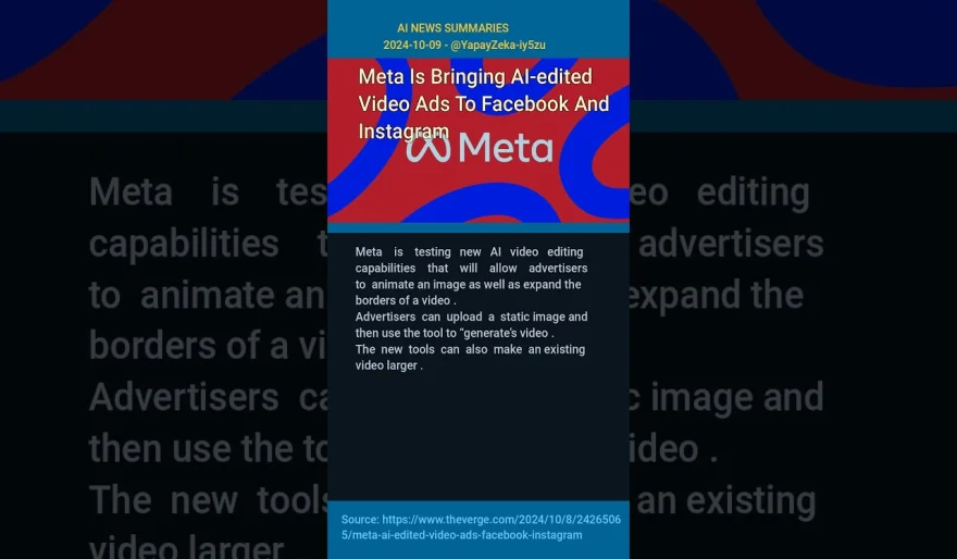 Meta Launches AI-Edited Video Ads on Facebook and Instagram