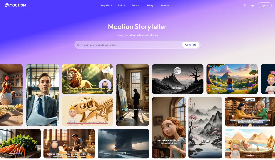 Mootion Storyteller: AI-Powered Visual Storytelling Made Simple