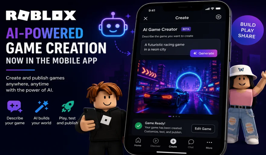 Roblox Launches AI-Powered Game Creation in Its Mobile App